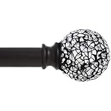 Kenney Mirror Mosiac Glass Window Treatment Hardware, 66 to 120-Inch, Matte Black