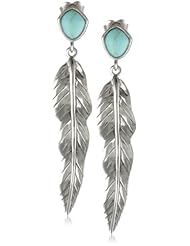 Sterling Silver Gemstone Long Feather Earrings