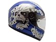 Blue Skull Chain Motorcycle Steet Sport Bike Full Face Helmet DOT (Large)