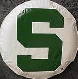 Michigan State University S Spartan white tire cover, Size I