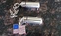 Set of TWO Silver Patriotic/Military Cremation Urn Keepsakes - American Flag and Eagle