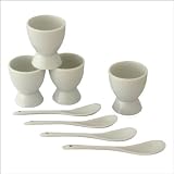 Produkt-Bild: Eierbecher-Set mit passenden L&ouml;ffeln - 4 Eierbecher aus Porzellan