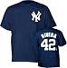 Majestic New York Yankees #42 Mariano Rivera Navy Blue Player T-shirt (Large)