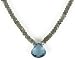 14k Yellow Gold 3-3.5mm Faceted Lab Created Labradorite Roundels and Light Blue Topaz Briolette Pendant, 17"