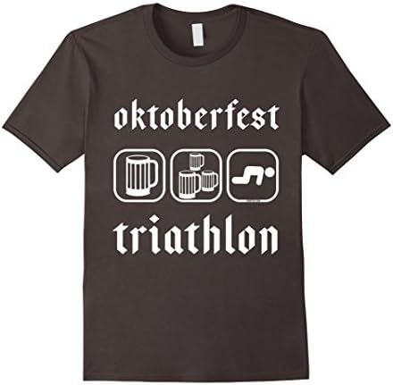 Men's Oktoberfest Triathlon Tshirt: Funny Octoberfest Beer Shirt Large Asphalt