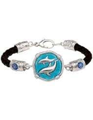 Guy Harvey Green Enamel Porpoises Leather Bracelet