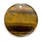 Tiger Eye Large Circle Disc Pendant Bead 38mm (1)
