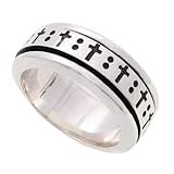 SilverBin Sterling Silver High Polish Spinner Style Cutout Cross Band Ring