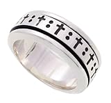 SilverBin Sterling Silver High Polish Spinner Style Cutout Cross Band Ring