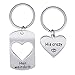 Uloveido Fashion Stainless Steel His Crazy Her Weirdo Love Heart Personalized Couples Initial Keychain Set, Nice Key Ring Set Gifts for Boyfriend Girlfriend SN151 (Heart to Heart)