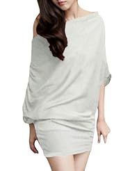 Off the Shoulder Asymmetric Gathered Shirred Polyester/Spandex Club Dress/Mini Dress 