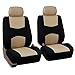 FH Group Car Seat Cover Striking Striped Front Pair Set Car Seat Covers Airbag Compatible, Beige and Black with Gift Universal Fit Interior Accessories for Cars Trucks and SUVs