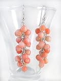 Sterling Silver Gemstone Cluster Drop Earrings, Coral