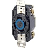Leviton 2720 30 Amp, 250 Volt 3-Phase, Flush Mounting Locking Receptacle, Industrial Grade, Grounding, V-0-MAX, Black