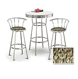 Chrome Bar Table & 2 Chrome 29" Camouflage Wildlife Fabric Seat Barstools