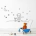 Ussore Wall Decals 1PC Stars Moon The Little Prince Boy Wall Sticker Home Decor for Kids Home Living Room Bedroom Bathroom Kitchen Office Wallpaper Window (Black)