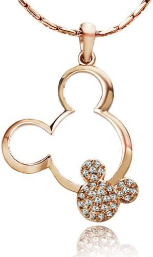 Yoursfs 18k Rose Gold Plated Crystal Charm Necklace Gorgeous Double Mouse Pendants For Women and Girls