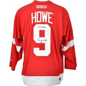 Buy Gordie Howe Autographed Detroit Red Wings Red CCM Jersey with Mr Hockey Inscription