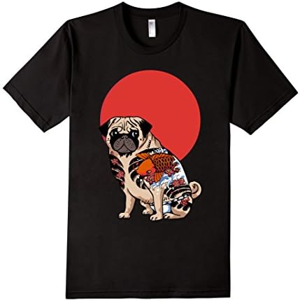 Men's Yakuza Dog Shirt T S Men Japan M L Tee Lover Animal Pug Large Black