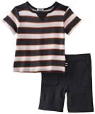 Splendid Littles Baby-boys Infant Scarf Stripe Tee And Short Set, Dungeon, 6-12 Months