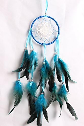 {Factory Direct Sale} Handmade Dream Catcher Circular Net with Feathers Wall Hanging Decoration Decor Ornament Craft Gift New (dcmh-blue)
