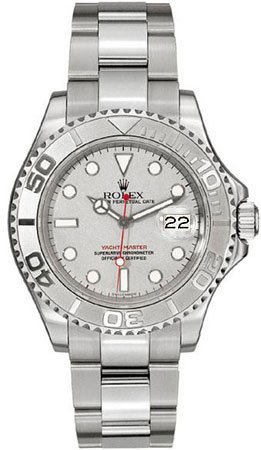 Rolex Mens Stainless Steel And Platinum Yachtmaster Silver Factory Dial
