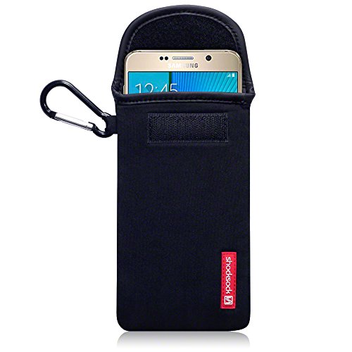 Samsung Galaxy Note 5 Case, Shocksock [IMPACT SHOCK RESISTANT] [Black] Samsung Galaxy Note 5 Neoprene Case Pouch with Velcro Closure and Carabiner for Samsung Galaxy Note 5 - Black