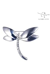Loches Lynn Silvery Dragonfly Fashion Brooch Pendant STELLUX Elements AUSTRIAN CRYSTALS (B-5621)