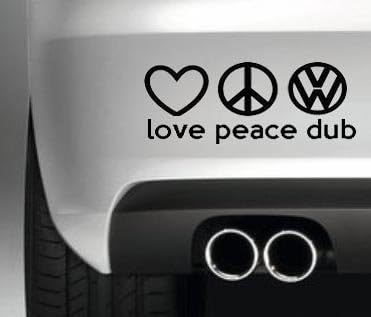 LOVE PEACE DUB CAMPER VAN STICKER VDUB BUMPER VINYL VOLKSWAGEN