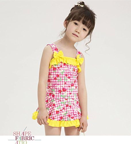 The new children's swimsuit girls baby swimwear pink strawberry colorful square skirt piece swimsuit