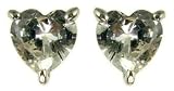 Image of Silver Ladies White Cubic Zirconia Heart Stud Earrings
