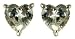 Silver Ladies White Cubic Zirconia Heart Stud Earrings