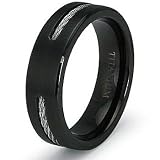 6.5mm Black Titanium Ring with Stainless Steel Cable (Sizes 7-12)