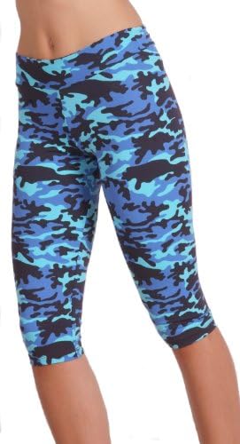 Margarita - Designer Activewear - Blue Camo Capri - Medium