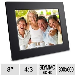 Viewsonic VFD823-50 8-Inch Digital Photo Frame with 800x600 High Resolution and Clock/Calendar (Black)