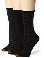 Gold Toe Women's Three-Pack Floral Diamonds And Leaf Pattern Socks