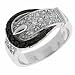 Sterling Silver Black and Simulated Diamond CZ Belt Buckle Ring