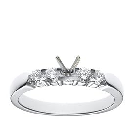 14k White Gold Prong Set Round Brilliant Diamond Engagement Ring Setting (1/3 ct tw, I, I1)