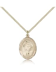 Gold Filled Saint St. John Baptist de La Salle Medal Pendant 3/4 x 1/2 Inches Educators/Teachers-8262- Comes with a Gold Filled Lite Curb Chain Neckace And a Black velvet Box