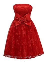 Short Empire   Waistline  Lace Tulle Bridesmaid Dress/Wedding Party Dress  With a Bow(s)