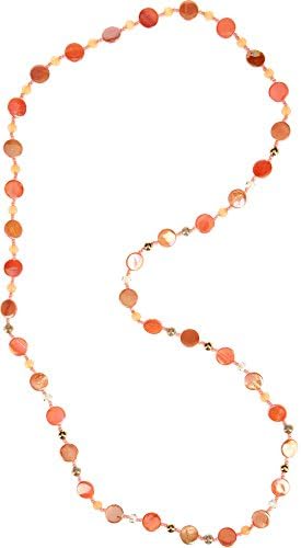 Izaro Coral Shell Disc Long Necklace One Size Coral multi