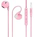 Earbuds, Uiisii U1 Pink in Ear Headphones with Heavy Bass, Cute Earphones with Microphone and Volume Control, Compatible for iPhone Android Smartphones