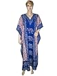 Womens Lounge Wear Gypsy Boho Royal Blue Elephant Print Kaftan Beach Wear Caftan Dress