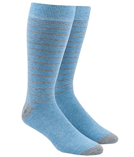 Woodland Stripe Light Blue and Khaki Men's Cotton Blend Dress Socks
