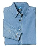 Port & Company - Ladies Long Sleeve Value Denim Shirt Faded Blue-M