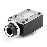 uxcell 6.1mm　7ターミナル　ステレオ　ジャック　パネル　PCBマウント　ソケット　ブラック　透明