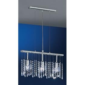 Eglo 85302A Vitoria, Chrome Crystal, 3-Light Pendant Light Fixture by Eglo