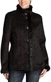 Liz Claiborne Women's Short Faux Suede Coat with Faux Mink Trim