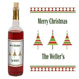 Trendy Christmas Trees Personalized Wine Bottle Labels - Qty 12