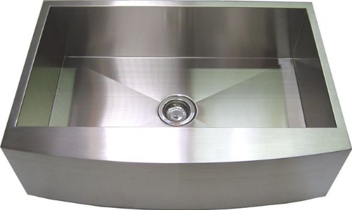 36 Inch - Zero Radius Design 16 Gauge Stainless Steel Curved Front Apron Single Bowl Kitchen Sink